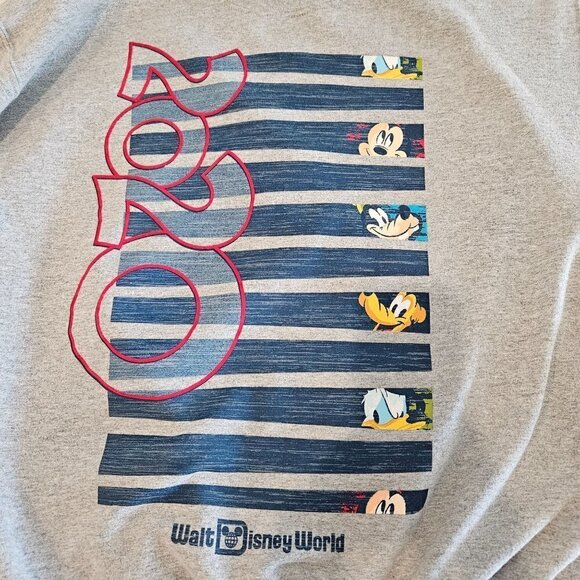 WALT DISNEY WORLD 2020 MEN'S LARGE Mickey & Friends Gray Sweatshirt Top Unisex - Picture 3 of 9